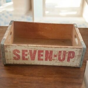 Home decor red white grey brown pop collectible vintage Old wood crate sevenup